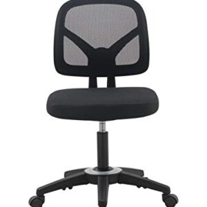 OFFICE FACTOR Mid Back Task Armless Office Chair, Computer Mesh Chair 360 Swivel Revolving Task Chair Without Arms, Black Mesh Back Desk Chair with Wheels for Office, Home Office or Students.