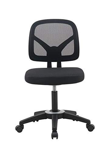 OFFICE FACTOR Mid Back Task Armless Office Chair, Computer Mesh Chair 360 Swivel Revolving Task Chair Without Arms, Black Mesh Back Desk Chair with Wheels for Office, Home Office or Students.