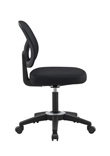 OFFICE FACTOR Mid Back Task Armless Office Chair, Computer Mesh Chair 360 Swivel Revolving Task Chair Without Arms, Black Mesh Back Desk Chair with Wheels for Office, Home Office or Students.