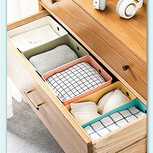 Kingrol 8 Pack Plastic Storage Baskets, Stackable Storage Organizer Bins for Home, Office, Nursery, Laundry Shelves Organizer, Multi-Color, 10.75 x 5.25 x 5 Inch