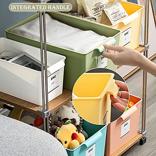 Kingrol 8 Pack Plastic Storage Baskets, Stackable Storage Organizer Bins for Home, Office, Nursery, Laundry Shelves Organizer, Multi-Color, 10.75 x 5.25 x 5 Inch