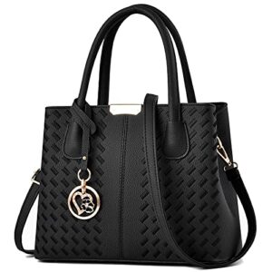 chicarousal purses and handbags for women leather crossbody bags women’s tote shoulder bag (xiu black)