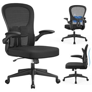 yonisee desk chair – ergonomic office chair swivel computer chair with flip-up armrest, adjustable lumbar support, height tilting adjustment, home office desk chairs mesh task rocking executive chair
