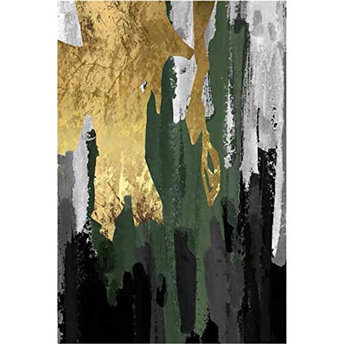 GJCC Modern Stylish Area Rug,Luxury Emerald Green Gold Gray Rug for Living Room Bedroom,Home Decoration Non-Slip Carpet,Machine Washable,150x200cm(59x79inch)
