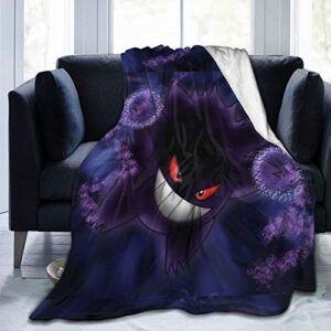 gengar blanket ultra soft thick, all season anti-pilling flannel throw for sofa throw blanket fit couch bed sofa for adult child warm
