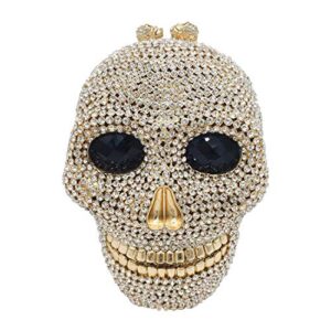 halloween novelty skull clutch women evening bags party cocktail crystal purses and handbags (big, gold&silver)