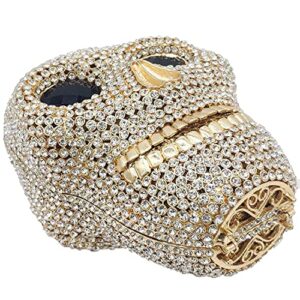 Halloween Novelty Skull Clutch Women Evening Bags Party Cocktail Crystal Purses and Handbags (Big, Gold&Silver)