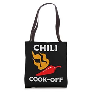 chili cook-off cooking contest event funny flaming red chili tote bag