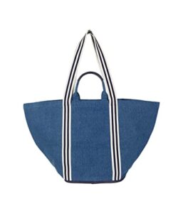 draper james large tote in denim medium wash one size