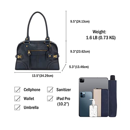 Scarleton Vintage Purses for Women, Top Handle Satchel Bag, Multi Pocket Crossbody Bags for Women, Shoulder Bag Tote, H106819 - Navy Blue