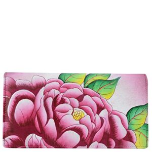 anna by anuschka women’s genuine leather hand painted clutch wallet – precious peony