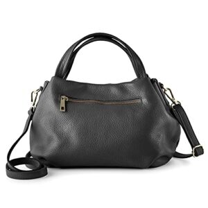 Baroncelli Italian Black Leather Purse for Women Genuine Soft Leather Medium Size Shoulder Crossbody Bag Made in Italy
