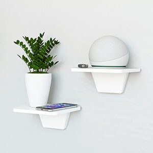 fytz design white small floating shelf set of 2 – small shelf for wall with no drill shelf option [ adhesive shelf ]