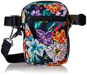 vera bradley women’s cotton small convertible crossbody purse with rfid protection, happy blooms, one size