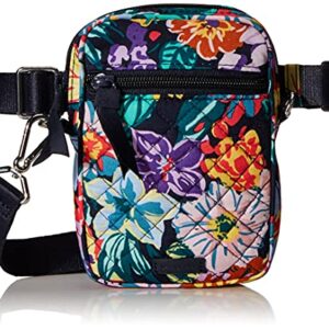 Vera Bradley Women's Cotton Small Convertible Crossbody Purse With RFID Protection, Happy Blooms, One Size