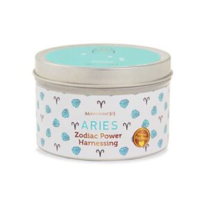magnificent 101 aries zodiac sign candle – scented soy wax candle – choose your birthdate – make great holiday gifts for astrology fans – 6oz tin holder ideal for men’s and women’s décor style