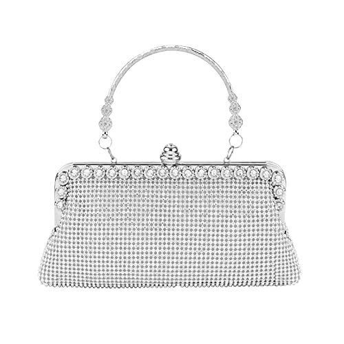 Bellawish Silver Clutch Purses for Women Wedding Rhinestones Crystal Women'S Evening Clutch Handbags for Bridal Parites Prom…