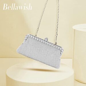 Bellawish Silver Clutch Purses for Women Wedding Rhinestones Crystal Women'S Evening Clutch Handbags for Bridal Parites Prom…