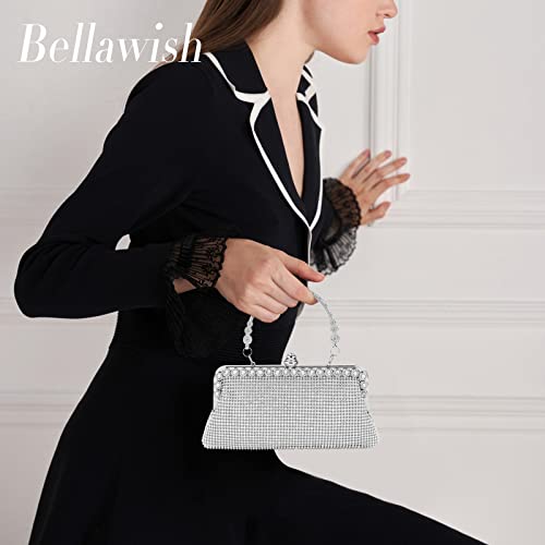 Bellawish Silver Clutch Purses for Women Wedding Rhinestones Crystal Women'S Evening Clutch Handbags for Bridal Parites Prom…