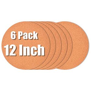 6-pack 12″ cork coasters, round cork & plastic plant saucers for gardening, cork trivets for hot pots and pans, absorbent cork mat for wine, coffee & drinks, cork board for diy craft supplies (a)