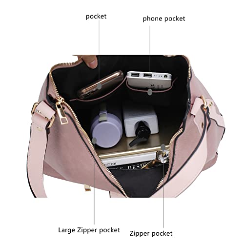 MKF Set Hobo Bag for Women & Wristlet Wallet – PU Leather Designer Handbag Purse – Shoulder Strap Lady Pocketbook White-Light Grey