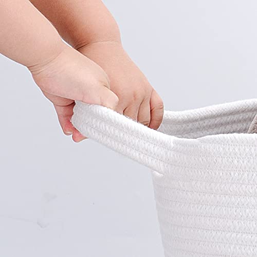 Goodpick Large Basket 23.6"D x 14.2"H Jumbo Woven Basket Cotton Rope Basket Baby Laundry Basket Hamper with Handles for Cushions Blanket and Pillow Stroage in Living Room Toy Bins