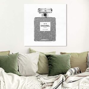 The Oliver Gal Artist Co. Fashion and Glam Wall Art Canvas Prints 'Silver Classic Number 5' Perfumes Home Décor, 30 in x 30 in, Gray, White