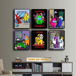 Among Us Posters for Boys Room Decor - Among Us Poster, game room decor, gaming decor, gaming room, gaming posters, gamer decor, gaming wall decor, video game posters, gamer poster, gamer room decor for boys, 8x10 inches UNFRAMED Set of 6 by GROUP DMR