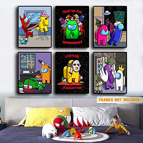 Among Us Posters for Boys Room Decor - Among Us Poster, game room decor, gaming decor, gaming room, gaming posters, gamer decor, gaming wall decor, video game posters, gamer poster, gamer room decor for boys, 8x10 inches UNFRAMED Set of 6 by GROUP DMR