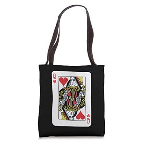 queen of the hearts playing card poker tote bag