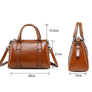 Top Handle Satchel for Women Designer Crossbody Bags Cute Trendy Shoulder Purse Tan Leather Classic Pochette for Ladies Stylish Handbag