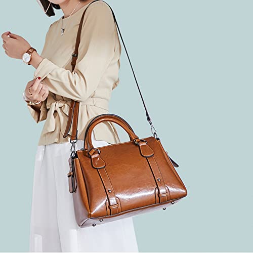 Top Handle Satchel for Women Designer Crossbody Bags Cute Trendy Shoulder Purse Tan Leather Classic Pochette for Ladies Stylish Handbag