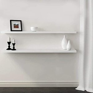 inplace shelving, 9604670e, low profile wall shelf with invisible brackets, 48 inch width x 7.75 inch depth x 1.25 inch height, set of 4, white