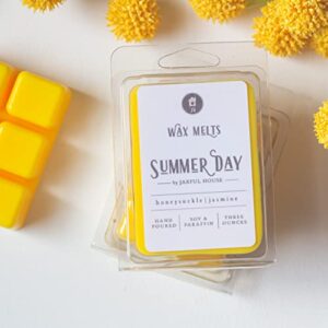 summer day wax melts honeysuckle + jasmine | floral scent melts clamshell | valentines day aromatherapy gift for mom – 3 oz.