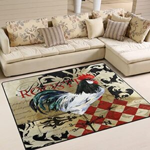 mnsruu area rug domestic farm rooster entry carpet nursery rugs for living room bedroom playroom rug 63″x48″ clearance