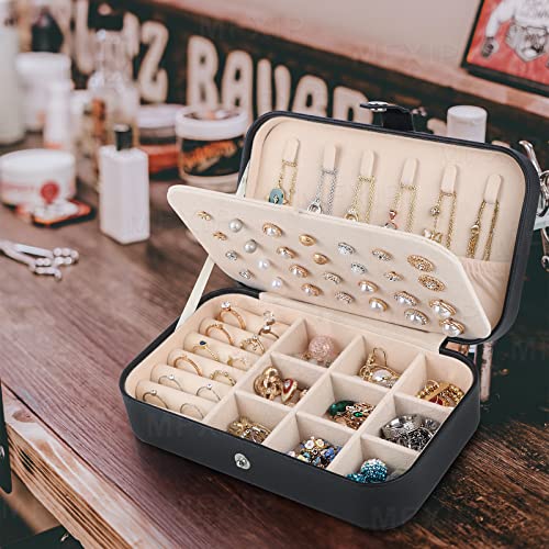 MFXIP Travel Jewelry Case Small Jewelry Box Travel Jewelry Organizer Box for Women Girls, Portable Small Jewelry Case for Earrings Necklace Ring Bracelets