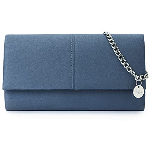 Ava&Lina Clutch Purse for Women Evening Handbags Formal Clutch Party Purse Large Envelope Faux Suede Clutch Insignia Blue