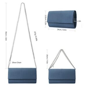 Ava&Lina Clutch Purse for Women Evening Handbags Formal Clutch Party Purse Large Envelope Faux Suede Clutch Insignia Blue