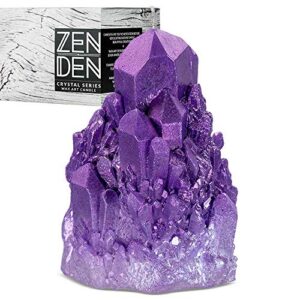 zen den crystal series – abundance quartz shaped- unscented wax candle – handcrafted for home décor & positive energy (amethyst / purple)