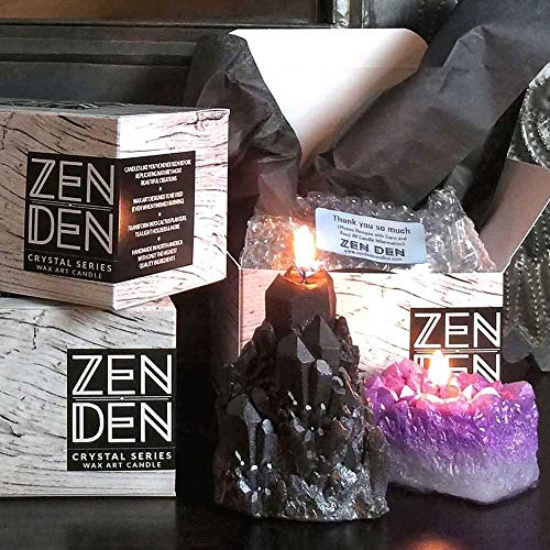 Zen Den Crystal Series - Abundance Quartz Shaped- Unscented Wax Candle - Handcrafted for Home Décor & Positive Energy (Amethyst / Purple)