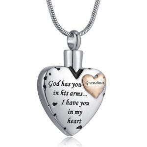 RIMZVIUX Heart Urn Necklace for Ashes Women Cremation Jewelry for Ashes Cremation Necklace In Memory of Grandma Waterproof