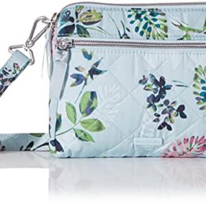 Vera Bradley Women's Performance Twill RFID Medium Triple Compartment Crossbody Purse, Seawater Blooms, One Size