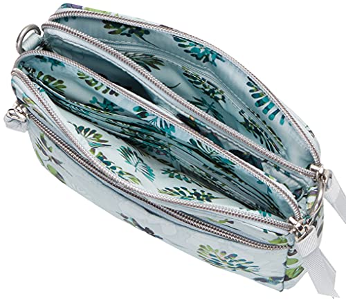 Vera Bradley Women's Performance Twill RFID Medium Triple Compartment Crossbody Purse, Seawater Blooms, One Size