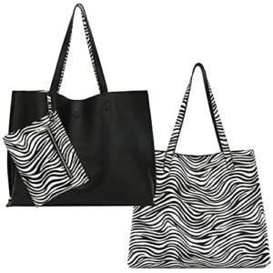 scarleton leather tote bag for women, womens purses and handbags, reversible tote bags for women, purses for women, h184220166, zebra