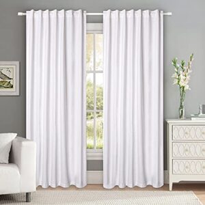 hausattire white cotton window curtains 50×72 inches – set of 2, reverse tab top curtain panels in cotton slub duck fabric for kitchen, living room, bedroom, farmhouse drapes
