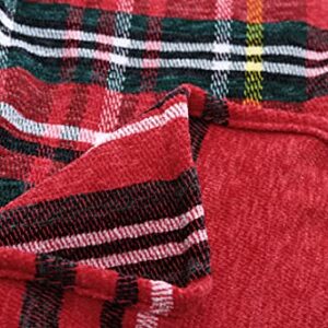 Saukiee Plaid Throw Blanket Red with Tassels 50 x 60 inches Tartan Chenille Throw Fringe for Couch Sofa Bedroom Christmas Decor