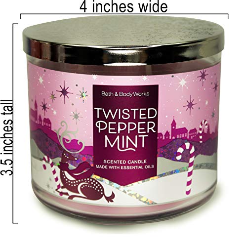 White Barn Bath and Body Works, 3-Wick Candle w/Essential Oils - 14.5 oz - 2020 Holidays Scents! (Twisted Peppermint)