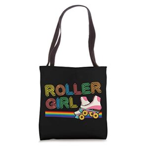 roller girl vintage seventies 70’s cool retro skates skating tote bag