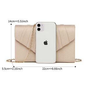 Labair Women's Evening Handbags Pleated Suede Evening Bag Velvet Clutch Bag Wedding Bridal Dress Purse. (Nude)