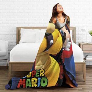 Taodfng Mar-Io Vs Bow-Ser Blanket Flannel Summer Air Conditioner Super Soft Plush Fleece Throw Blanket Home Bed Sofa All Season 60"" X50